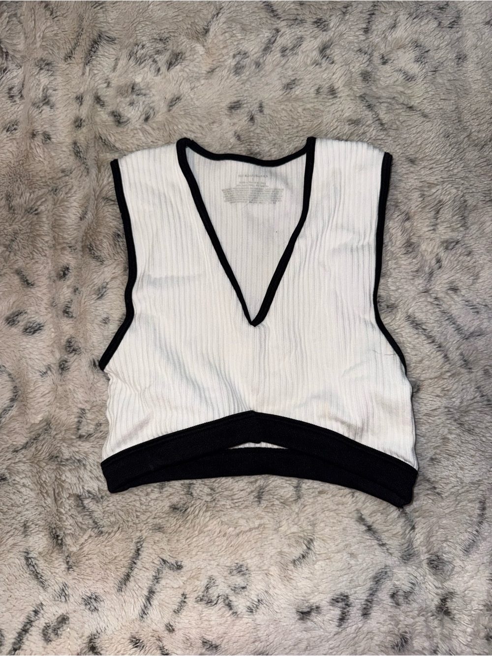 Ribbed V-Neck Contrast Trim Bralette Crop top